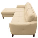 Ecksofa Heimari I Echtleder Mabel: Warmes Beige - Longchair davorstehend links - Mit Schlaffunktion