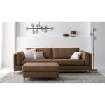 3-Sitzer Sofa COSO Classic+ Echtleder - Echtleder Taru: Nougat - Chrom glänzend