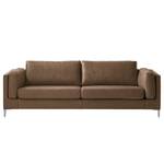 3-Sitzer Sofa COSO Classic+ Echtleder - Echtleder Taru: Nougat - Chrom glänzend