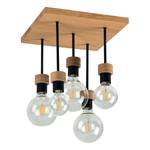 Plafondlamp Chandelle III massief eikenhout/staal - 5 lichtbronnen