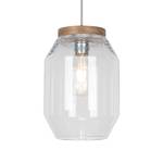 Hanglamp Vaso I transparant glas/massief eikenhout - 1 lichtbron