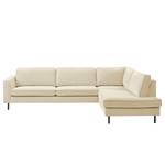 Ecksofa Monblanc Webstoff - Webstoff Velia: Creme - Ottomane davorstehend rechts