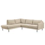 Ecksofa LANDOS mit Ottomane Cordstoff Licia: Sand - Ottomane davorstehend links