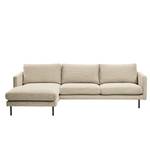 Ecksofa LANDOS mit Longchair Cordstoff Licia: Sand - Longchair davorstehend links