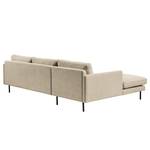 Ecksofa LANDOS mit Longchair Cordstoff Licia: Sand - Longchair davorstehend links