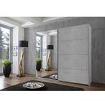 Armoire à portes coulissantes Ernie Blanc / Imitation béton - Largeur : 225 cm