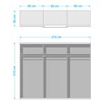 Schwebetürenschrank Malmoe Eiche geplankt Dekor / Graphit - Breite: 270 cm - Ohne Spiegeltür/-en