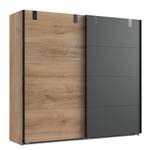 Armoire à portes coulissantes Malmoe Imitation chêne parqueté / Graphite - Largeur : 225 cm - Sans portes miroir