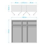 Drehtürenschrank Malmoe Eiche geplankt Dekor / Graphit - Breite: 225 cm