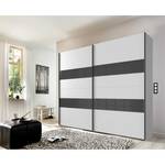 Armoire à portes coulissantes Altona 2 Blanc / Gris brillant - 225 x 236 cm