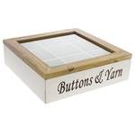 Box Provence Buttons und Yarns transparant glas/sparrenhout - wit