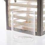 Lantaarn Agda transparant glas/sparrenhout - antiek wit