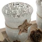 Teelichttablett Weihnachten (5-teilig) Milchglas / Tanne - Silber