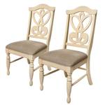 Chaises Nouro (lot de 2) Tissu / Peuplier massif - Beige chiné / Blanc crème