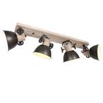 Plafondlamp Gearwood II ijzer/deels massief eikenhout - 4 lichtbronnen