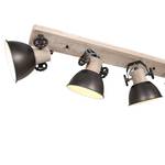 Plafondlamp Gearwood II ijzer/deels massief eikenhout - 4 lichtbronnen