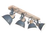 Plafondlamp Gearwood IV ijzer/deels massief eikenhout - 4 lichtbronnen