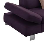 Canapé d’angle Calau Microfibre - Microfibre Enza: Violet foncé - Méridienne longue à droite (vue de face) - Sans fonction couchage