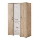 Drehtürenschrank Micha Asteiche / Weiß - Breite: 127 cm