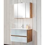 Badezimmerset Tira (2-teilig) Inklusive Beleuchtung - Glas Weiß / Eiche Wotan Dekor - Breite: 80 cm