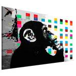 Tableau déco The Thinker Monkey Toile - Multicolore - 90 x 60 cm
