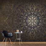 Papier peint en intissé Mandala Gold Intissé - Doré / Noir - 350 x 245 cm