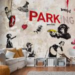 Fotobehang Graffiti Area (Banksy) vlies - meerdere kleuren - 350 x 245 cm