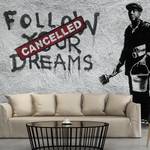 Papier peint Dreams Cancelled (Banksy) Intissé - Gris / Noir - 250 x 175 cm