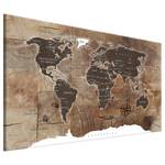 Tableau déco World Map Wooden Mosaic Intissé - Marron - 90 x 60 cm