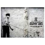 Vlies-fotobehang Graffiti Area (Bansky) vlies - zwart/wit - 200 x 140 cm