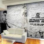 Vlies-fotobehang Graffiti Area (Bansky) vlies - zwart/wit - 100 x 70 cm