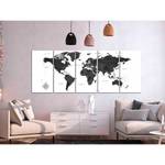 Afbeelding Black and White Map (5-delig) canvas - meerdere kleuren - 225 x 90 cm