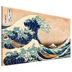 Wandbild The Great Wave off Kanagawa Leinwand - Beige / Blau - 120 x 80 cm