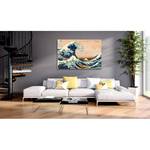 Tableau déco The Great Wave off Kanagawa Toile - Beige / Bleu - 90 x 60 cm