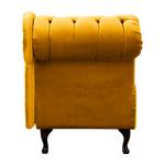 Chaise longue Dale fluweel - Velours Ravi: Mosterdgeel - Armleuning vooraanzicht links