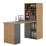 Bureau avec rangements Mini-Office Imitation chêne Riviera / Gris