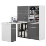 Bureau avec rangements Mini-Office II Gris brillant / Blanc