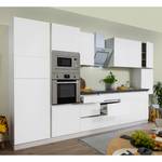 Küchenzeile Melano IV (10-teilig) Hochglanz Weiß / Granit Dekor - Breite: 385 cm - Mit Elektrogeräten