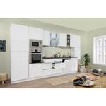 Küchenzeile Melano IV (10-teilig) Weiß / Granit Dekor - Breite: 395 cm - Mit Elektrogeräten