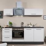 Cuisine Olivone I Appareils électroménagers inclus - Blanc brillant / Imitation chêne gris - Largeur : 210 cm