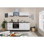 Cuisine Olivone I Appareils électroménagers inclus - Blanc brillant / Imitation chêne gris - Largeur : 210 cm