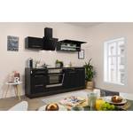 Keukenblok Olivone II Inclusief elektrische apparaten - Hoogglans Zwart/Eikenhouten grijs look	 - Breedte: 220 cm