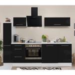 Cuisine Olivone II Appareils électroménagers inclus - Noir brillant / Blanc - Largeur : 250 cm