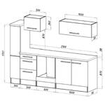 Küchenzeile Olivone I Inklusive Elektrogeräte - Hochglanz Schwarz / Eiche Grau Dekor	 - Breite: 240 cm