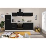 Cuisine Olivone I Appareils électroménagers inclus - Noir brillant / Blanc - Largeur : 270 cm