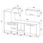 Keukenblok Olivone I Inclusief elektrische apparaten - Hoogglans Zwart/Eikenhouten grijs look	 - Breedte: 270 cm