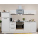 Cuisine Olivone I Appareils électroménagers inclus - Blanc brillant / Blanc - Largeur : 270 cm