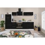 Cuisine Olivone II Appareils électroménagers inclus - Noir brillant / Blanc - Largeur : 280 cm