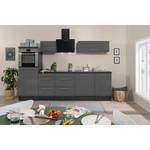 Cuisine Olivone IV Appareils électroménagers inclus - Gris brillant / Imitation chêne gris - Largeur : 280 cm