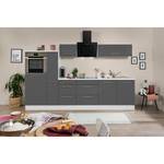 Cuisine Olivone III Appareils électroménagers inclus - Gris brillant / Blanc - Largeur : 300 cm